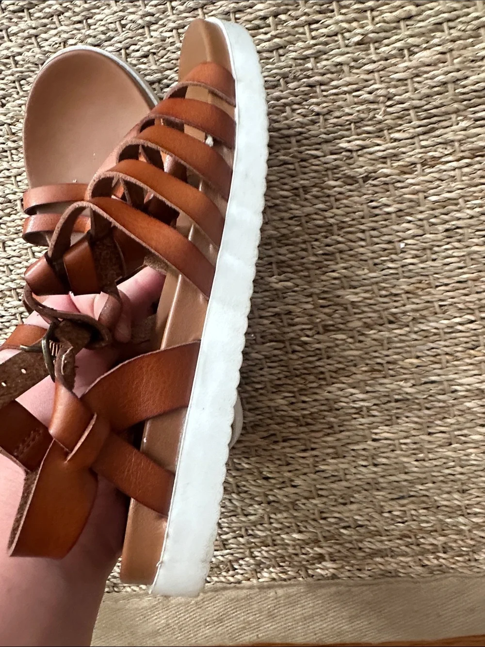 wonder nation Tan Brown Braided Strappy Sandals